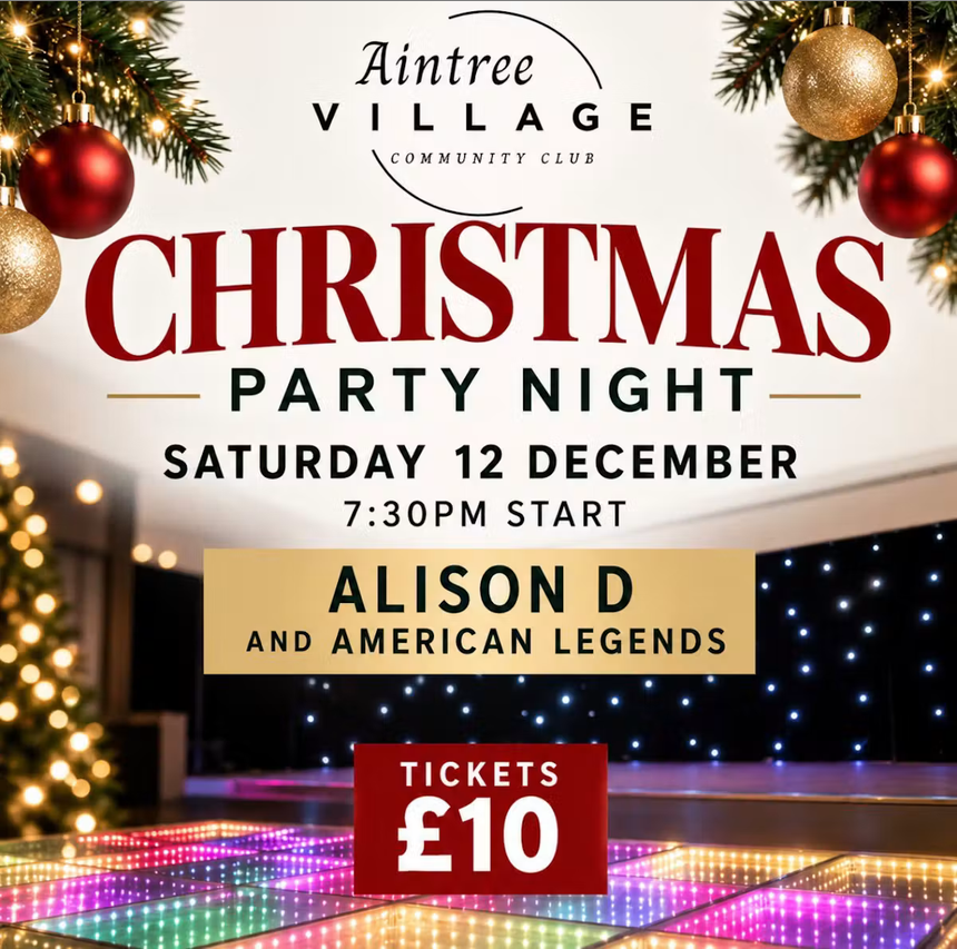 Aintree Village Community Club Presents The American Legends Christmas Party Night featuring Alison D - Saturday 12th December 2026